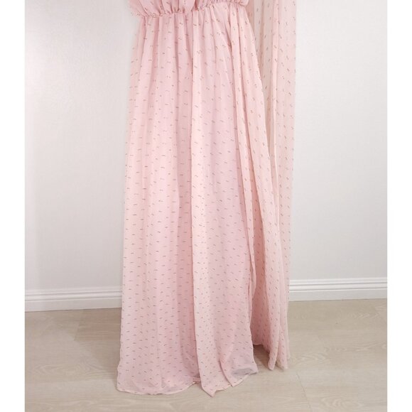 Michael Costello x Revolve Vella Gown Medium Draped Shoulder Overlay Chiffon - Picture 9 of 16